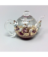 Artisan Made Art Glass Teapot with Flowers and Controlled Bubble Work - £38.15 GBP