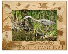 South Carolina with Birds Laser Engraved Wood Picture Frame (5 x 7) - £24.71 GBP