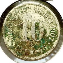 1907 Germany 10 Pfennig Coin - 9170 - $8.90