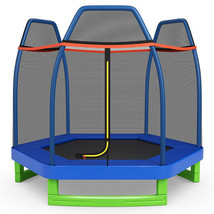 7 Feet Kids Recreational Bounce Jumper Trampoline-Blue - Color: Blue - £254.73 GBP