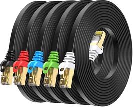 Cat8 Ethernet Cable 7FT 5 Pack Multi Color Cat 8 Flat RJ45 Computer Internet LAN - £39.66 GBP