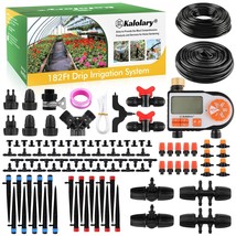 Kalolary 182 Ft Garden Drip Irrigation Kit With Timer, Automatic Drip Irrigation - £44.80 GBP