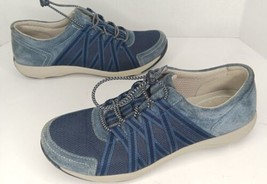 Dansko Sneaker Womens Size 9.5 EU40 Comfort Shoe Honor Blue Suede Leather Bungee - £19.29 GBP