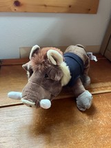 Ganz WebKinz Brown Plush Warthog in Gray Peace Sign T-Shirt Stuffed Animal – - $9.49