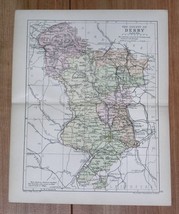 1898 Antique Map Of The County Of Derby Derbyshire Chesterfield / England - £18.90 GBP