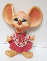 Vintage BIG EAR GIRL MOUSE Doll Figure Huron Products 50&#39;s Plastic Vinyl Bank - £30.54 GBP