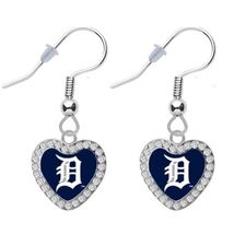 Baseball Crystal Heart Earrings Pierced - $9.85