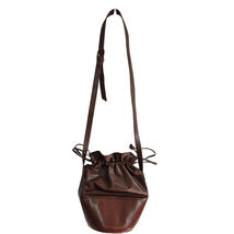 Vtg 80s 90s  Brown 100% Leather Unisa Crossbody Shoulder Bucket Handbag ... - $60.04 CAD