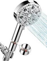 Filtered Shower Head with Detachable Handheld, 5.1&quot; Chrome Surface, 9 Sp... - £11.52 GBP
