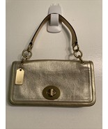 Auth. Coach Legacy Metallic Gold Leather Turn-Lock Small Handbag Purse EUC - £52.41 GBP