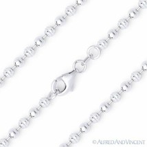 3mm Ball Bead Link Italian Chain Necklace Italy .925 Sterling Silver w/ Rhodium - £45.04 GBP+