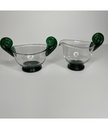 Vintage Fenton for Rubel P-31 Glass Creamer &amp; Sugar 1950&#39;s Domitz Emeral... - $60.74
