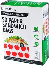 Lunchskins Recyclable &amp; Sealable Food Storage Sandwich Bags Apple, 50 count - $16.99