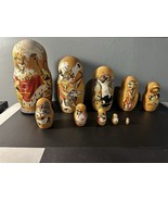 Russian Nesting Dolls Fairytale Animals Into Battle Hand Signed Set Of 1... - $7,127.57 MXN