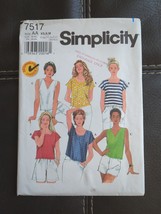 Simplicity Pattern 7517 Misses Tops Beginners 3 Styles Sz XS SM MED UNCUT FF - £5.97 GBP