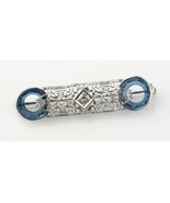 14k White Gold Art Deco Diamond Solitaire Brooch w/ Crystal Accents TDW ... - $7,349.91 MXN