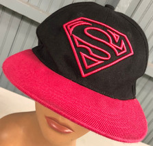 Superman Black Fuschia Snapback Baseball Cap Hat Six Flags - £9.13 GBP