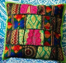 Patchwork Pillow Cover Handmade Vintage Cushion Cover Indian Pillow Covers JP156 - £11.61 GBP+