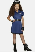 Officer Cutie Girls Police Halloween Costume Size 8 Blue Dress &amp; Hat NEW - £12.55 GBP