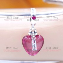 2023 Spring Release 925 Silver Love Potion Murano Glass Heart Dangle Charm  - £13.98 GBP