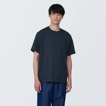 MUJI Cotton T-Shirt Navy Blue Tee Short Sleeve Size Med - $16.82