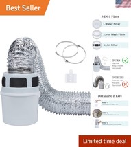 3-in-1 Dryer Vent Filter Kit for Apartments with 5ft Silver Duct - Safet... - $840.68 MXN