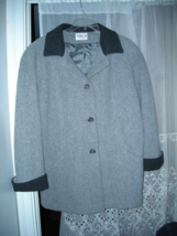 ladies gray short wool blend coat jacket Cathy Jo USA Made size 18 XL - $38.00