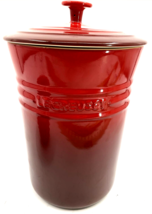 Le Creuset #0827 Round Red Cylinder Shape LARGE Storage Canister W/Lid E... - $94.05