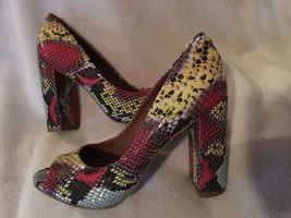 Steve Madden Shaunaa Peep Toe Pump snake print multi sz 6 new - £50.60 GBP