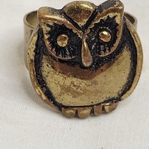 Vintage MCM Mod Owl Ring Bronze Brass Copper Colored  - £10.42 GBP