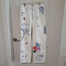 Urban Outfitters BDG High Rise White Doodle Carpenter Jeans Graf Size 27 EUC - £24.89 GBP