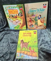 3 Disney Hardcover Books Dumbo, Bambi Grows Up, Snow White and Seven Dwarfs - £12.42 GBP