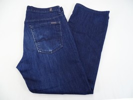 Men&#39;s 7 FOR ALL MANKIND Jeans AUSTYN Dark Blue Wash Zipper Fly 33 x 28 - $23.70