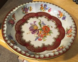 Vtg Daher Tin Scalloped Bowl w/ Flowers - £6.80 GBP