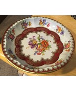 Vtg Daher Tin Scalloped Bowl w/ Flowers - $11.78 CAD