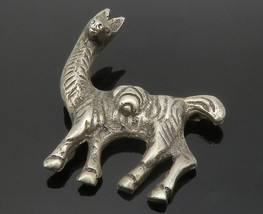 PERU 925 Sterling Silver - Vintage Antique Dark Tone Alpaca Brooch Pin - BP5037 - £57.87 GBP