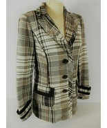 Maurices womens Small brown white plaid WOOL blend button up LINED jacke... - £15.65 GBP