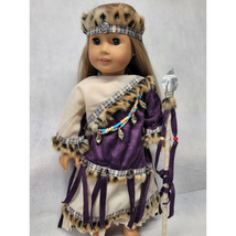 Doll Outfit Native Dress Beading Shells Purple Fur Trim Fits American Girl 18" - $14.82