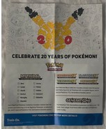 Celebrate 20 Years Of Pokémon 8x10 Poster 2016 Train On Pokemon Trading ... - $149.57 MXN