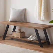 Farmhouse Indoor Entry Way Shoe Benches Seat, Industrial Entryway, 47 Inch Long. - £145.46 GBP