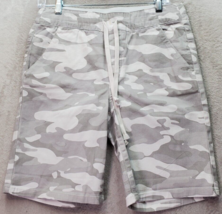 Democracy Shorts Women Size 4 Gray Camouflage Cotton High Rise Pocket Drawstring - £18.06 GBP