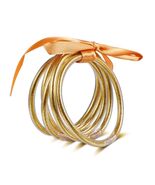 HIIXHC Gold Glitter Jelly Bangle Bracelets Set Silicone Friendship 6.5 Inch - $190.10 MXN