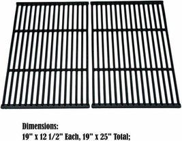 Cooking Grates Cast Iron 2pcs 19&quot; For Charbroil Brinkmann Charmglow Grill Chef - £54.48 GBP