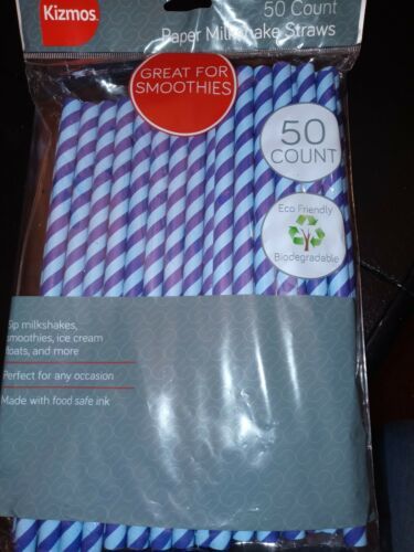 Kizmos 50-count Paper Milkshake Straws Great For Smoothies Eco-friendly... - $22.65