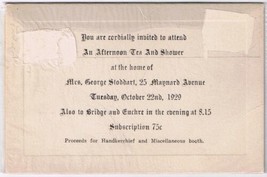 Vintage Invitation To Afternoon Tea &amp; Shower 1929   4 3/4&quot; x 5 3/4&quot; - £1.58 GBP