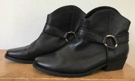 Joie Black Leather Western Style Harness Biker Ankle Chelsea Cowboy Boot... - $36.62