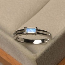 Solid 925 Sterling silver 2.50 Ct Moonstone engagement baguette Ring Size 11.5 - £78.18 GBP