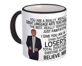 Language Arts Teacher Funny Trump : Gift Mug Great Birthday Christmas Jobs - £12.51 GBP+