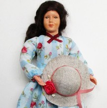 Teen Doll 11 1480 Caco Blue Stripe Dress Hat Flexible Dollhouse Miniature - £29.46 GBP