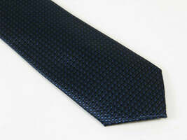 Mens Narrow Tie/Hankie Set Woven Vito Rofolo VTR-113 Navy Blue Dots image 3